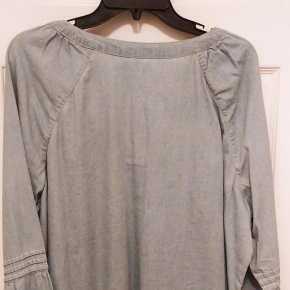 Amanda Green Light Blue Peasant Top XXL - Picture 3 of 5